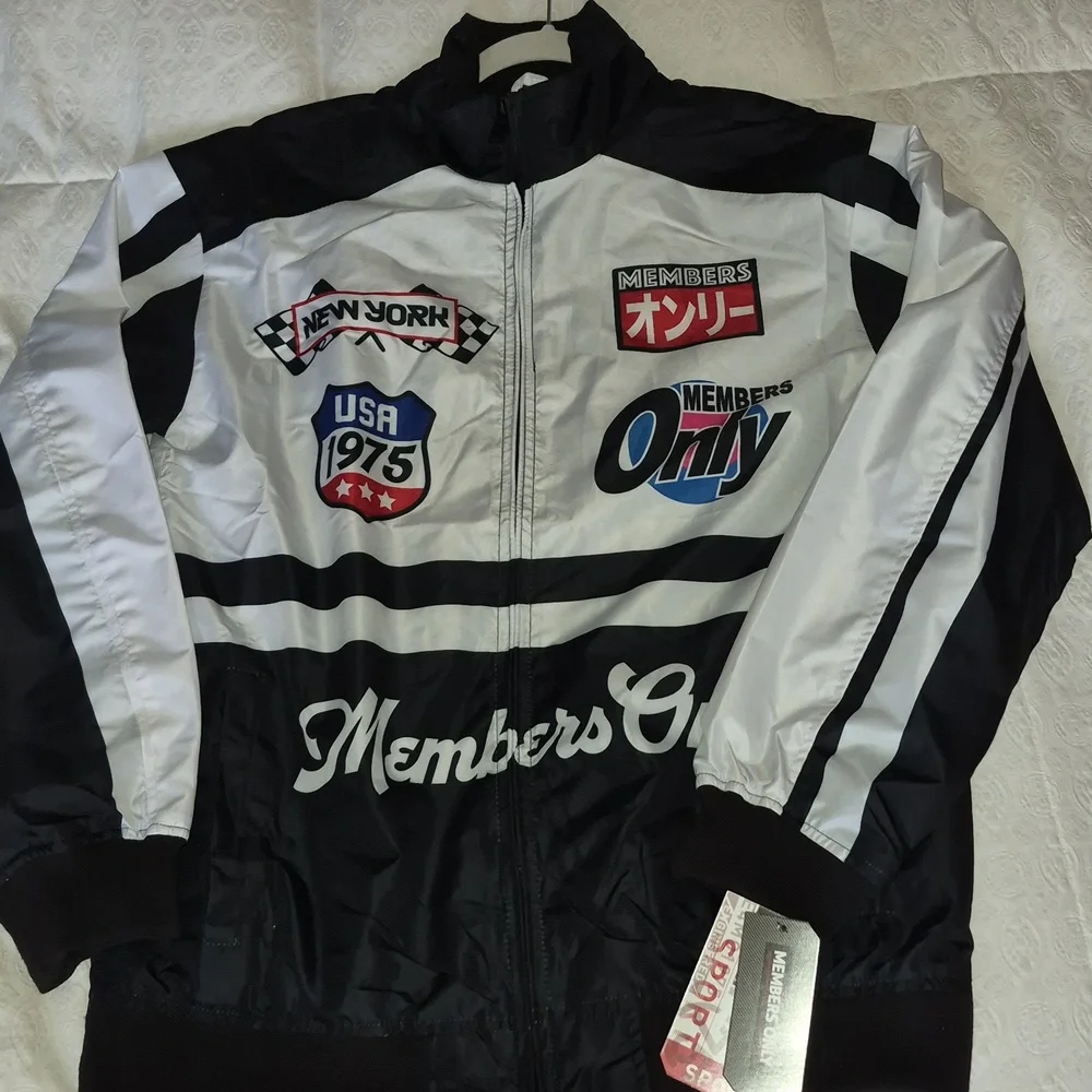 Members Only Black & White Racing Track Jacket NWT Sz S